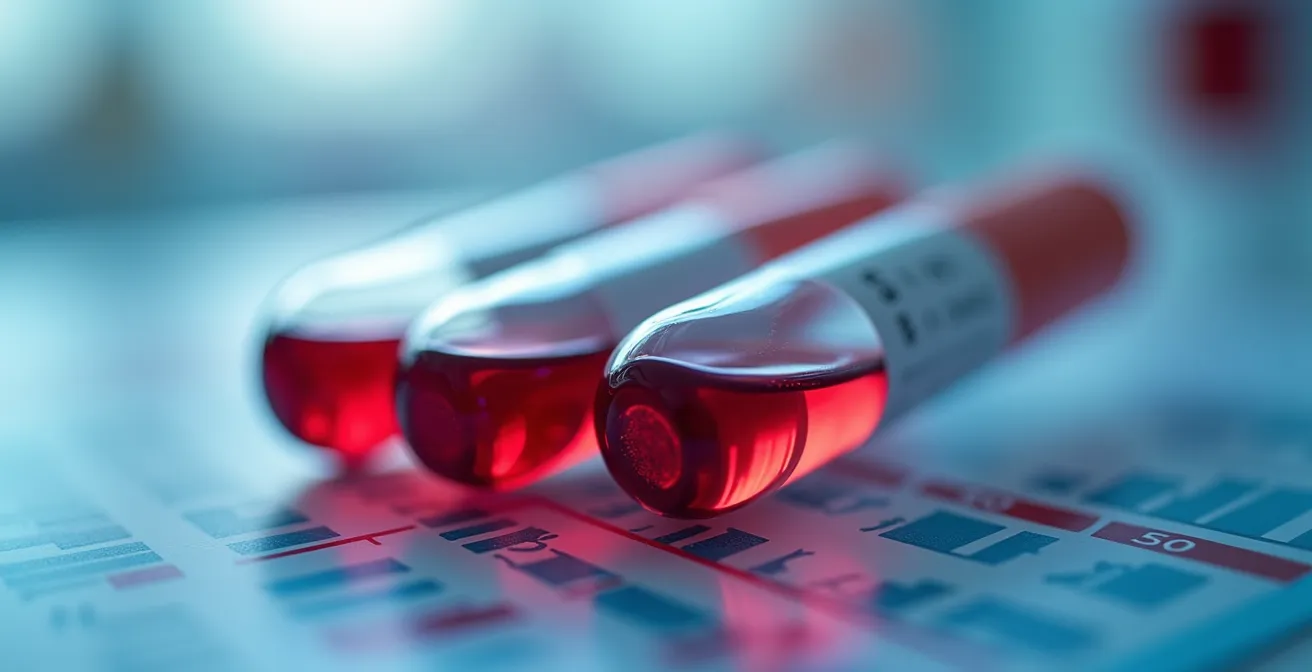 Análisis de muestras biológicas en laboratorio con gráficos de tendencias visibles