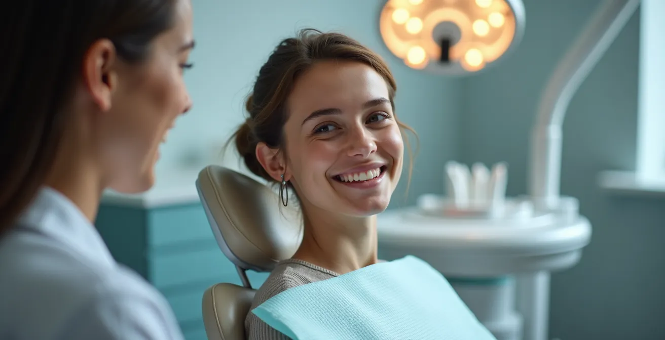 Empleado joven en consulta dental moderna con tecnología avanzada