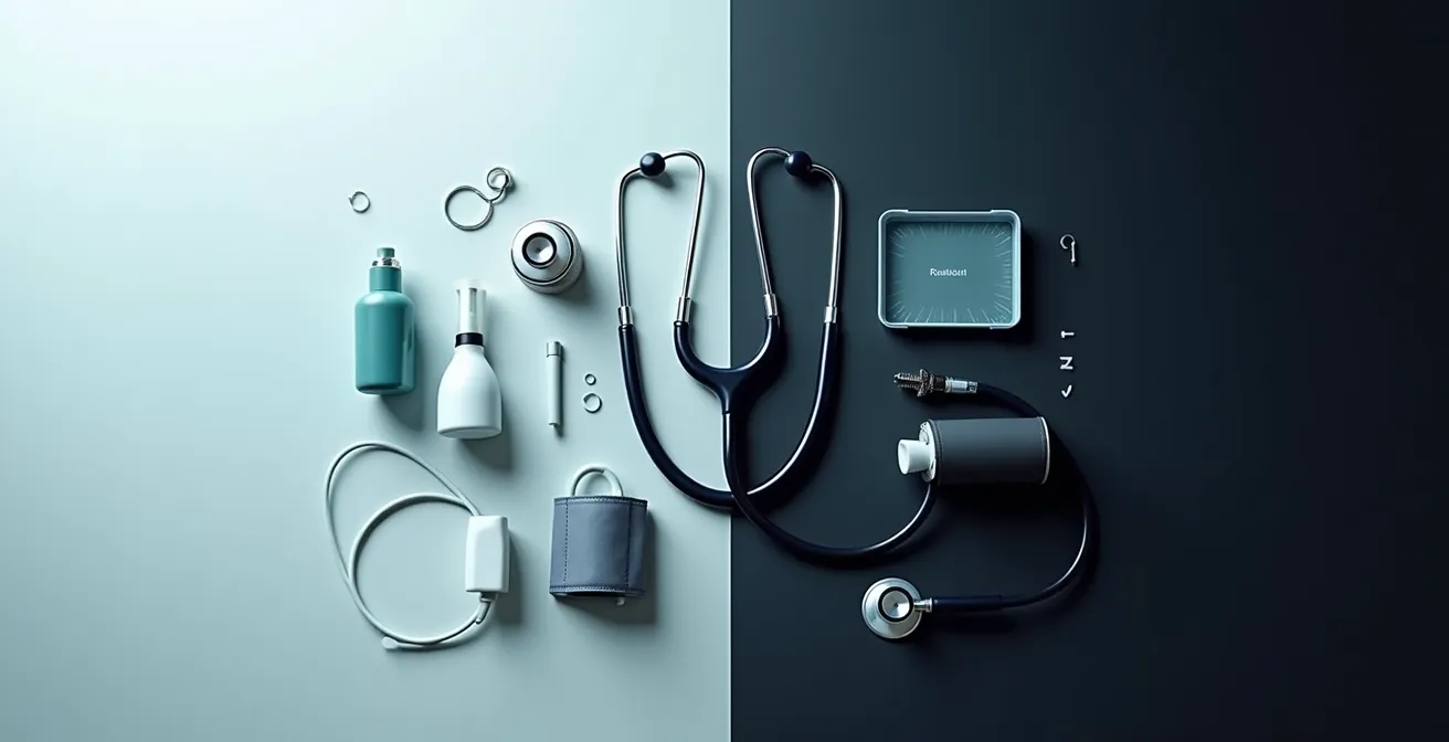 División visual entre detección proactiva empresarial y sistema reactivo sanitario