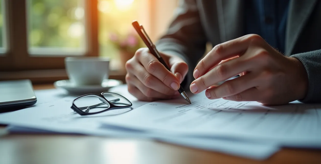 Mesa con documentación médica y formularios para proceso de reclamación