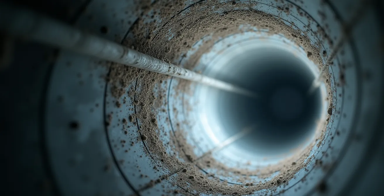 Vista interior de conductos de extracción con inspección de mantenimiento