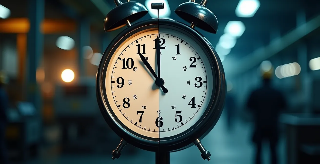 Infografía mostrando el modelo Brief & Scala para ajuste de VLA en turnos de 12 horas