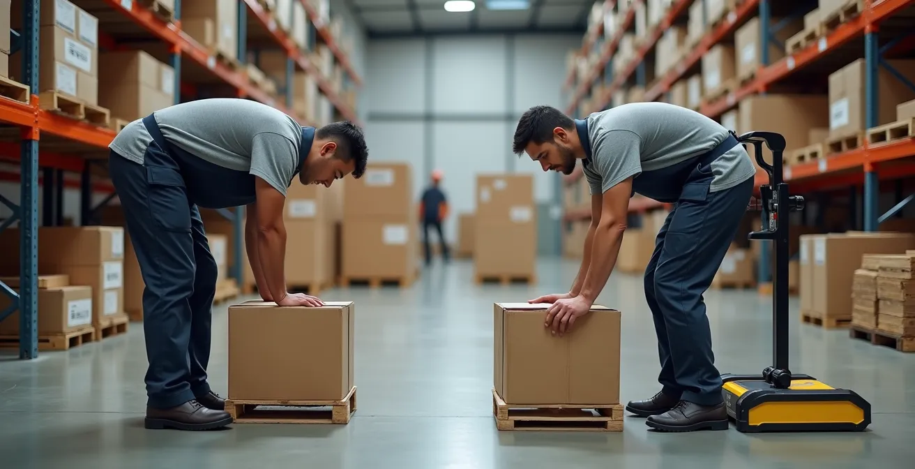 Comparación antes y después del rediseño ergonómico de un puesto de trabajo con cargas