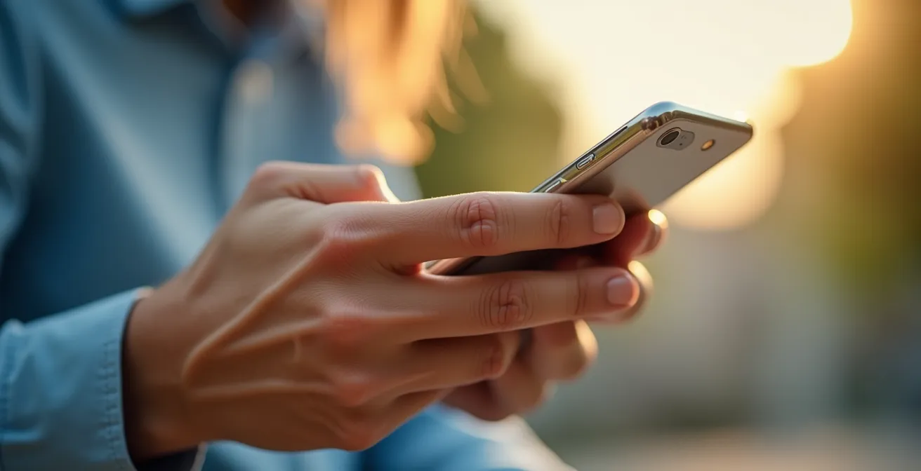 Empleado usando videoconsulta médica desde oficina moderna en España